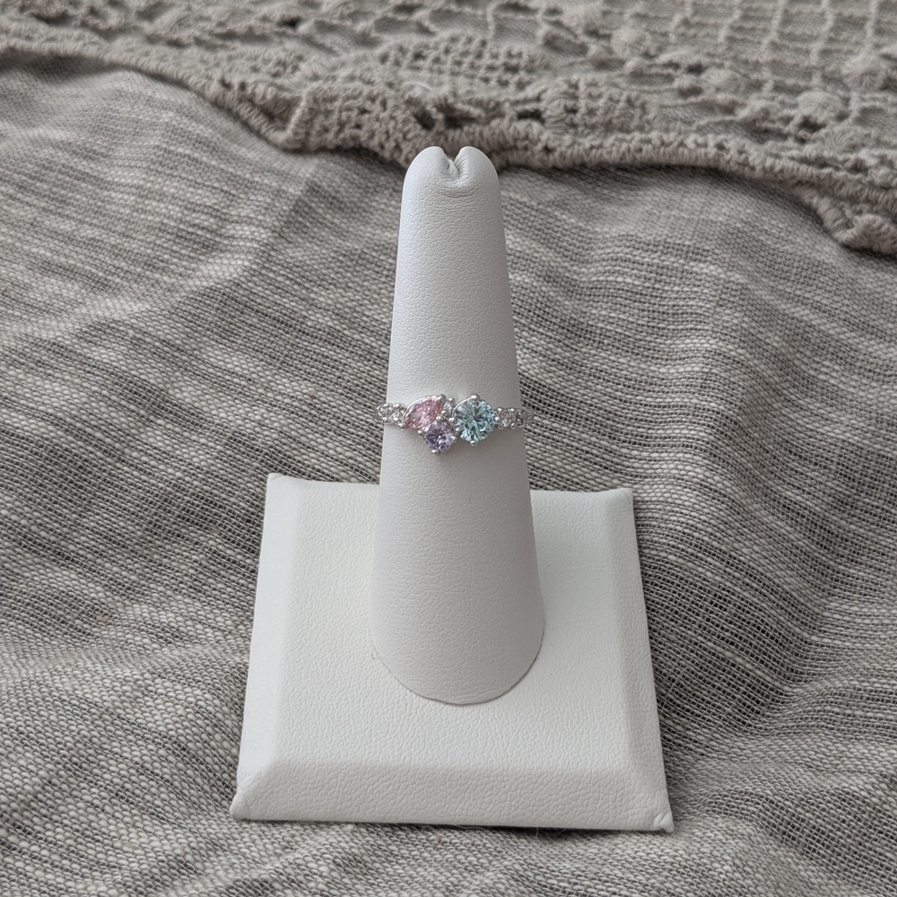 Elegant Silver and Pastel Gemstone Ring
